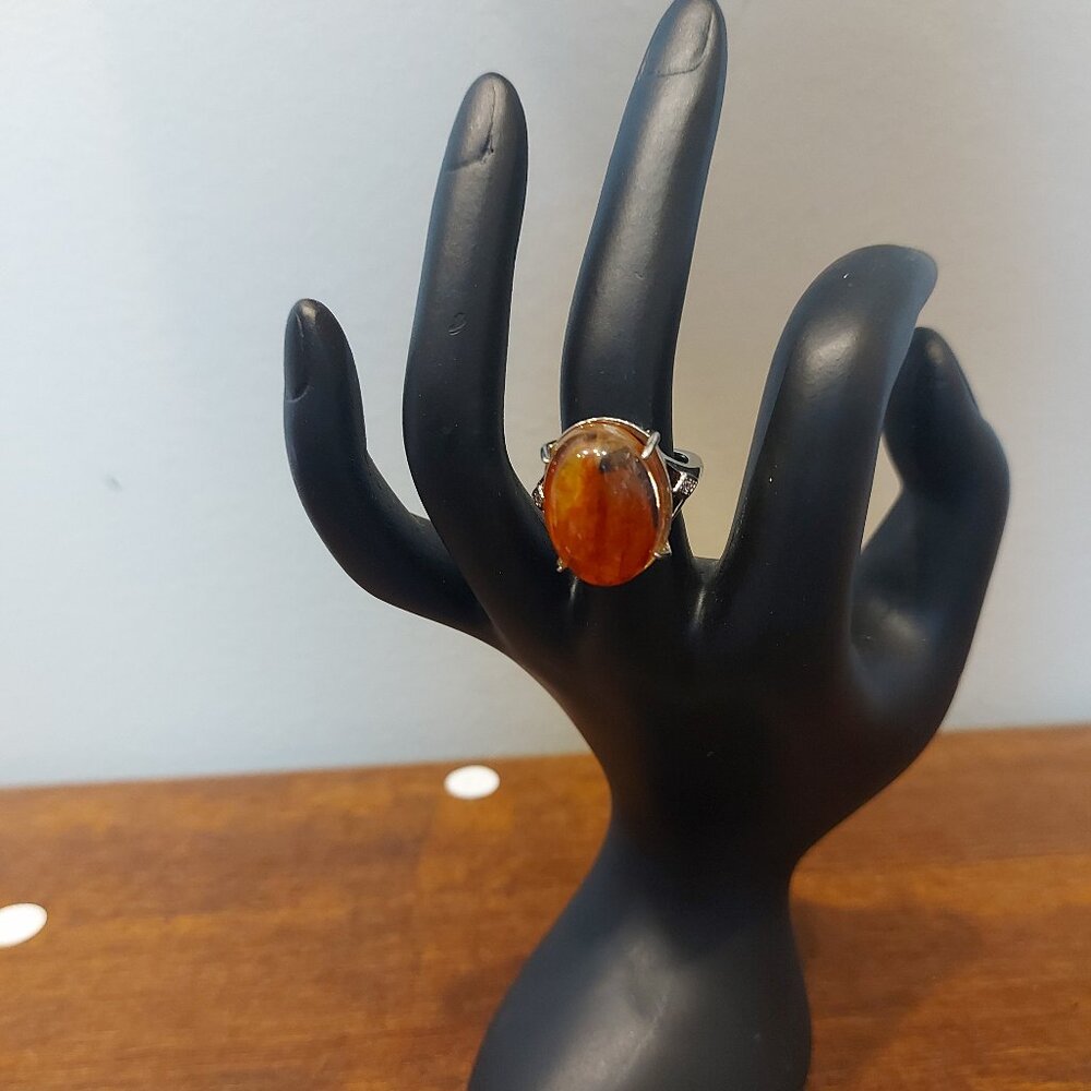 Fire Opal Crystal Adjustable Ring